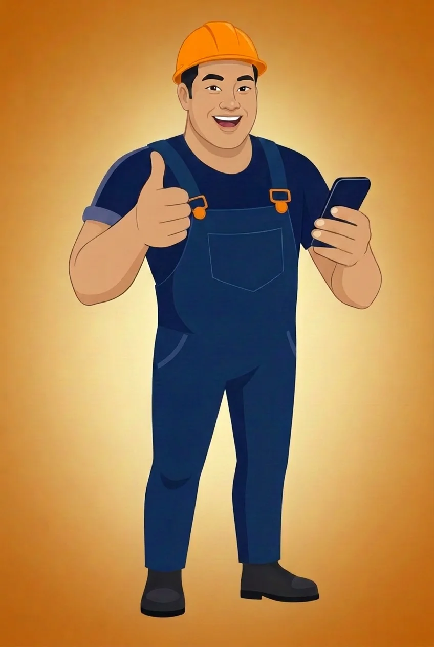 AskFix mascot — friendly handyman